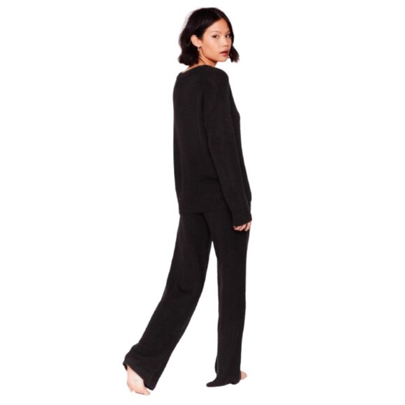 Nasty Gal Black V-Neck Knits A Match Sweater and Wide Leg Pants Set Size Large - Picture 3 of 9